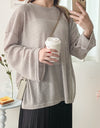Long knit Top 左右開叉彈性薄線料顯瘦針織/ KT8177