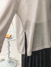 Long knit Top 左右開叉彈性薄線料顯瘦針織/ KT8177