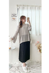 Long knit Top 左右開叉彈性薄線料顯瘦針織/ KT8177