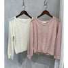 V Braid Knit Top 不起毛彈性線料扭麻花針織衫/ KT8176