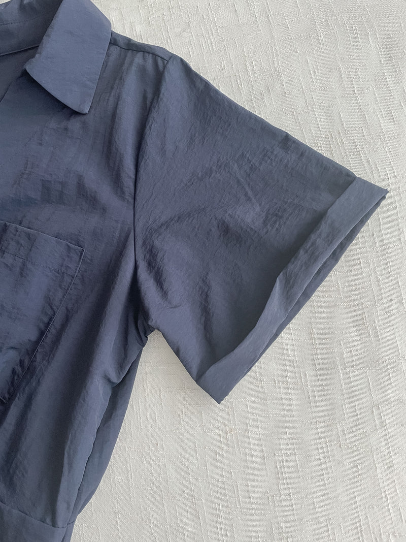 V Collar Casual Elegant Dress 疊領口口袋恤衫裙  / DS9956 (Navy sold out)