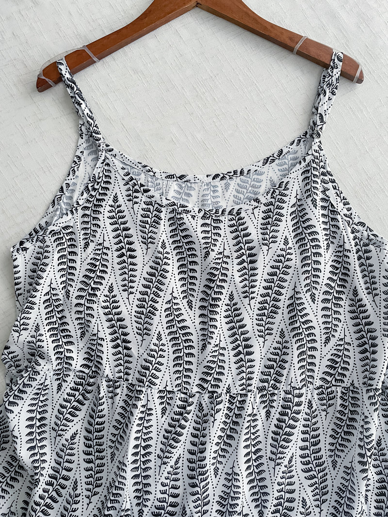 Olive Branches Dress 自然氣質橄欖枝圖案吊帶裙/ DS9944
