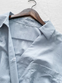 V Collar Casual Elegant Dress 疊領口口袋恤衫裙  / DS9956 (Navy sold out)