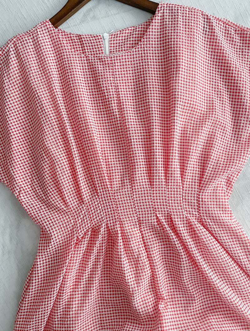 Daily Audrey Dress 輕優雅低調小格子後橡筋連身裙 / DS9951 (Black Sold out)