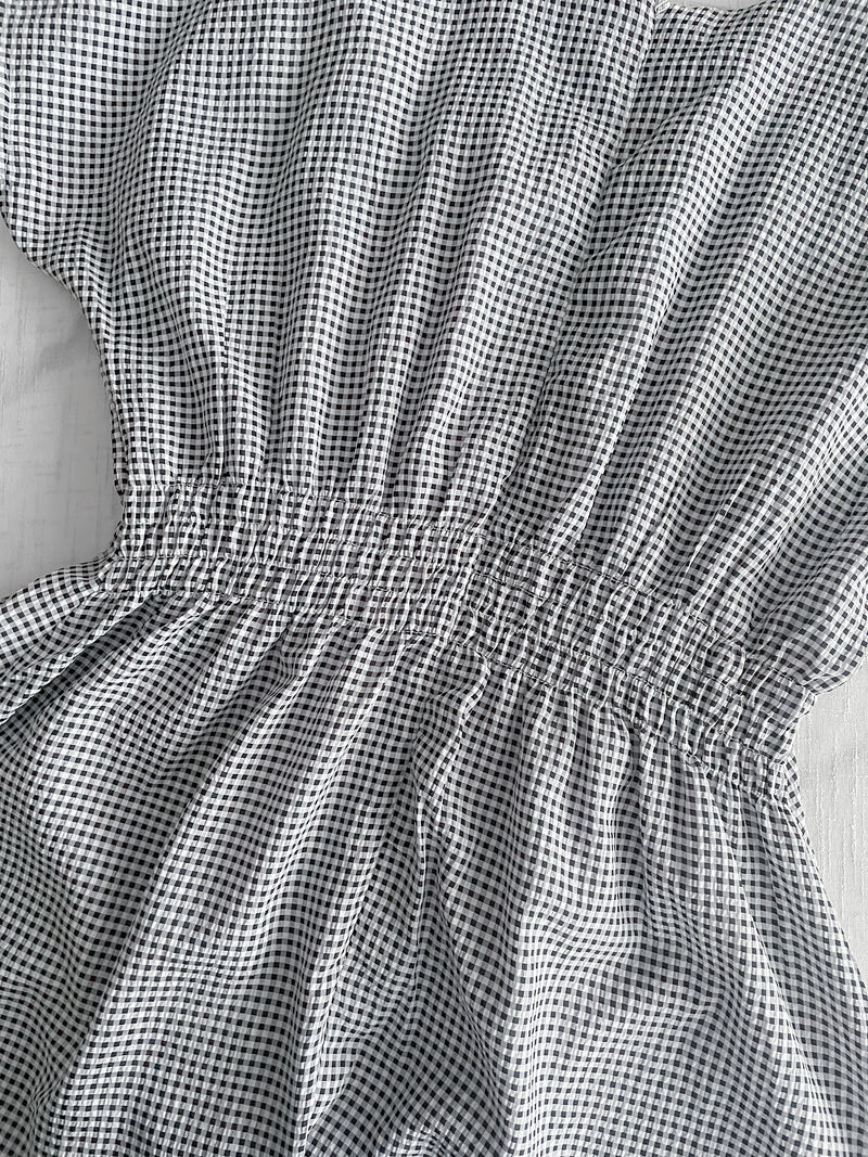 Daily Audrey Dress 輕優雅低調小格子後橡筋連身裙 / DS9951 (Black Sold out)