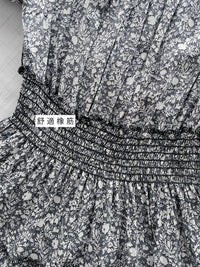 Shadow Floral Dress 黑白影子印花修腰連身裙/ DS9953