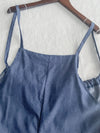 Denim Jumpsuit 肩帶可調顯瘦簡約牛仔色連身褲/ PT8463
