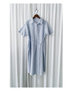 [限量現貨回歸]   French Blue Shirt Dress  法式藍白直條紋口袋連身裙/ DS9955