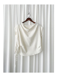 Beige Belt Blouse 高質感素色設計腰帶上衣 / TP9165