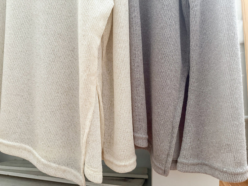 Long knit Top 左右開叉彈性薄線料顯瘦針織/ KT8177