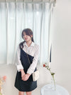Navy Spliced Shirt Dress 深藍直條紋拼接恤衫裙/ DS9702