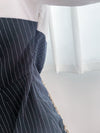 Navy Spliced Shirt Dress 深藍直條紋拼接恤衫裙/ DS9702