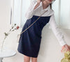 Navy Spliced Shirt Dress 深藍直條紋拼接恤衫裙/ DS9702