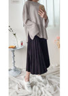Long knit Top 左右開叉彈性薄線料顯瘦針織/ KT8177