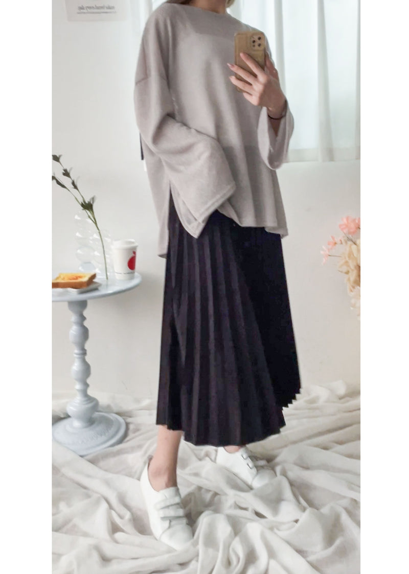 Long knit Top 左右開叉彈性薄線料顯瘦針織/ KT8177