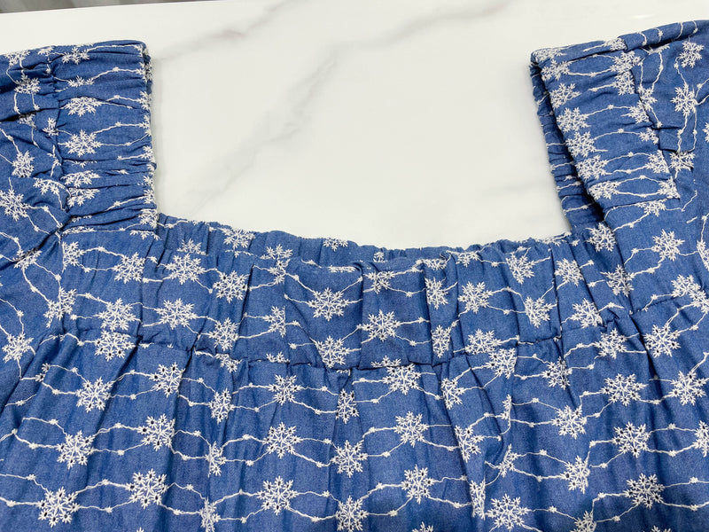 Denim Lace 花邊織紋牛仔布方領連身裙, Dress/ DS9523