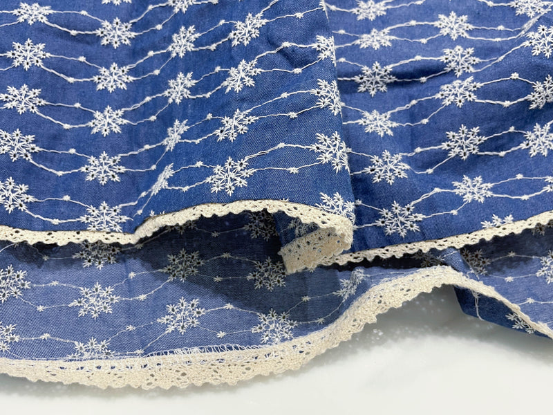Denim Lace 花邊織紋牛仔布方領連身裙, Dress/ DS9523