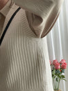 Pearl V Vest, Cardigan 珍珠鈕扣混閃線針織V領背心/ KT8174 (Lightsteelblue sold out)