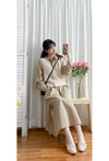 Pearl V Vest, Cardigan 珍珠鈕扣混閃線針織V領背心/ KT8174 (Lightsteelblue sold out)