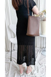 Elegant knit Dress 修身彈性鏤空針織兩件套/ DS9933 (White sold out)