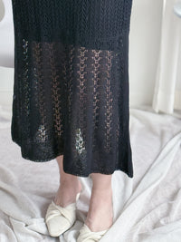 Elegant knit Dress 修身彈性鏤空針織兩件套/ DS9933 (White sold out)
