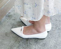 (不刮腳足碼款～) White point ribbon, flats/ SH8128 （所有鞋款需訂貨)