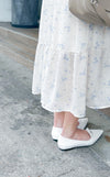(不刮腳足碼款～) White point ribbon, flats/ SH8128 （所有鞋款需訂貨)
