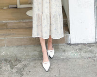 (不刮腳足碼款～) White point ribbon, flats/ SH8128 （所有鞋款需訂貨)