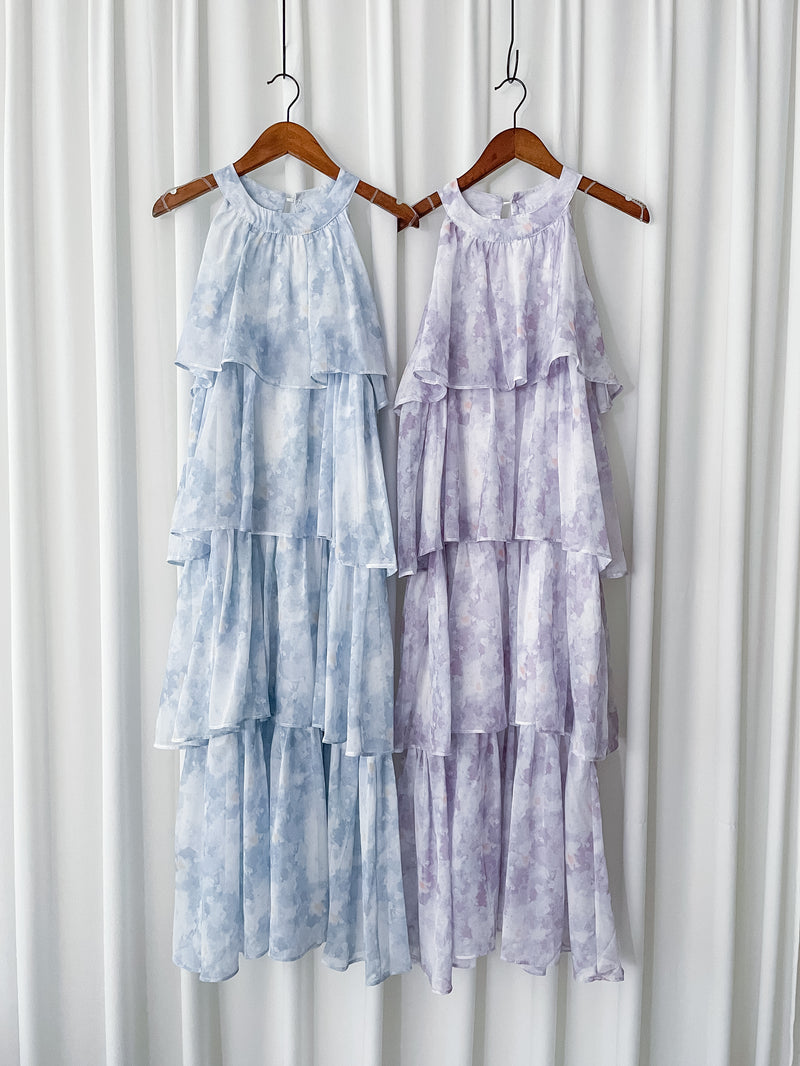 Marble Cloud Dress 水彩雪紡雲朵層次連身裙/ DS9968