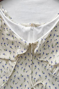 [限量現貨回歸 White］Ruffle Collar Floral Dress  V領荷葉邊碎花顯瘦連身裙/ DS9950