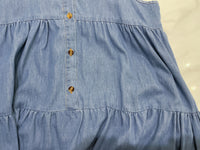 （肩帶可調) Denim 牛仔口袋多層吊帶裙, Dress/ DS9569