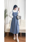 Alice Denim Vest Dress 牛仔色平口白色車線背心裙/ DS9732