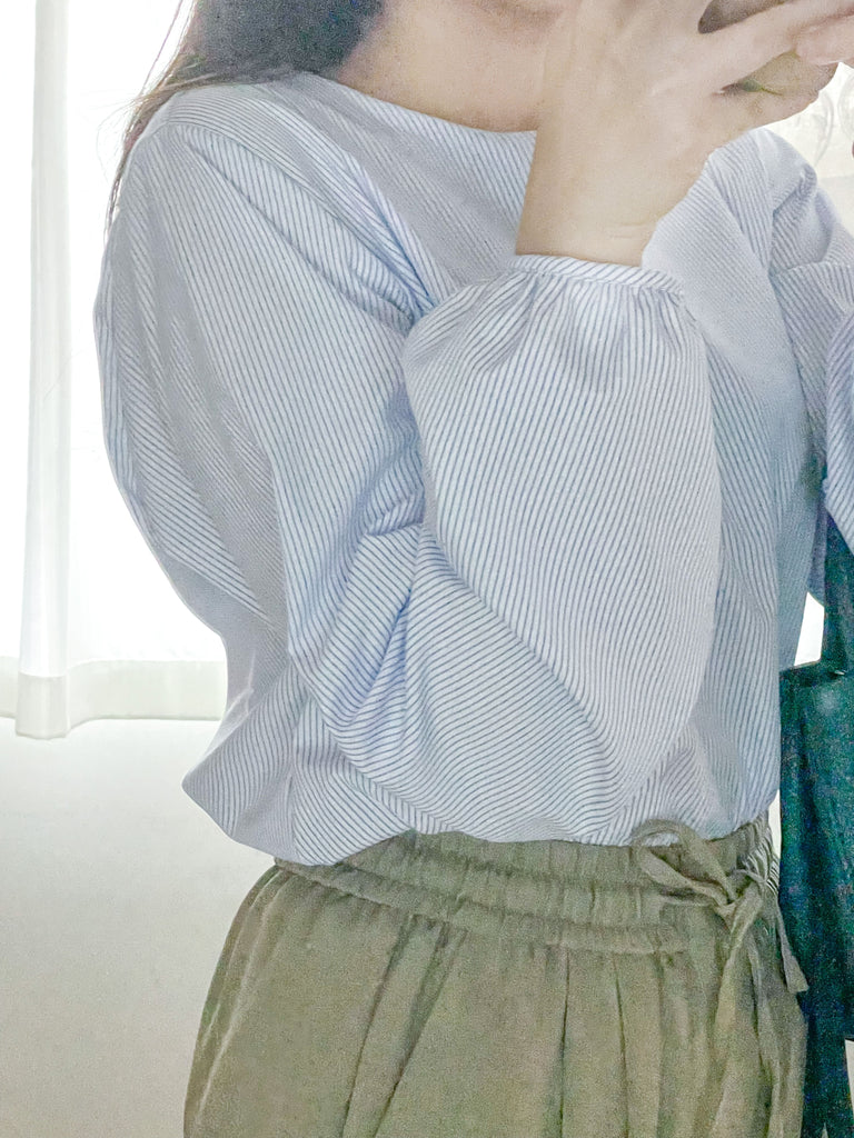 Stripe 無領防皺條紋恤衫, Shirt/ TP8964 (white sold out)