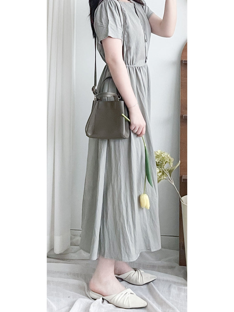 Square/Round neck Dress 簡約前後穿著修腰連身裙/ DS9983 (pre-order 9月7日截單)