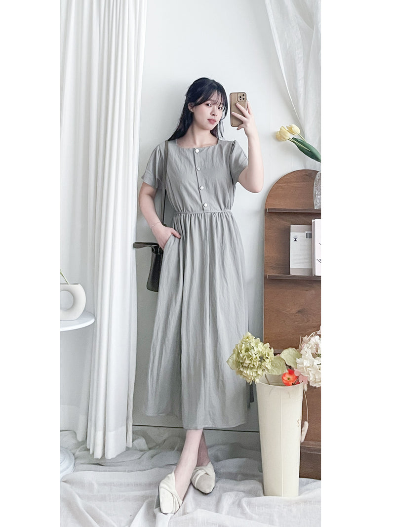 Square/Round neck Dress 簡約前後穿著修腰連身裙/ DS9983 (pre-order 9月7日截單)
