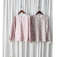 [ Limited return! Pink Only ] Line Floral Blouse/ 氣質精緻花布通花上衣/ BU9077