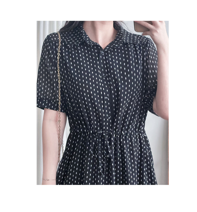Rhombus Dress  菱形印花雪紡隨性口袋連身裙/ DS9987 (pre-order 9月7日截單)