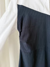 Navy Spliced Shirt Dress 深藍直條紋拼接恤衫裙/ DS9702