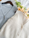Pearl V Vest, Cardigan 珍珠鈕扣混閃線針織V領背心/ KT8174 (Lightsteelblue sold out)