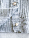 Pearl V Vest, Cardigan 珍珠鈕扣混閃線針織V領背心/ KT8174 (Lightsteelblue sold out)