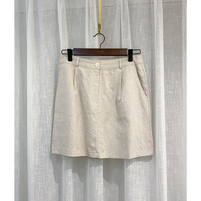 A-Line 杏色顯長腿麻棉微A形半裙, Skirt/ SK8824