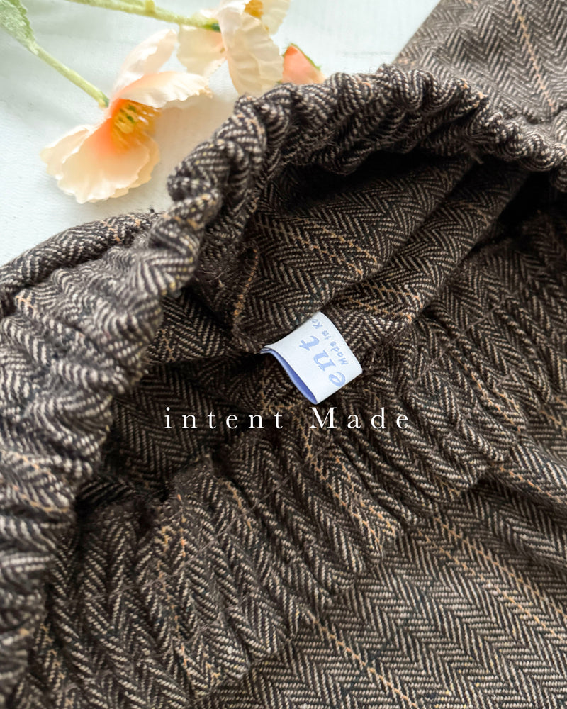 【intent X Korea label】 Houndstooth, Skirt 全橡筋腰斜格紋顯瘦半裙/ SK8857