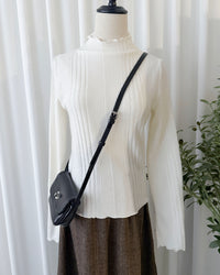 【intent X Korea label】Stripe Collar Top 不貼口木耳邊小高領直紋合身上衣/ TP9101