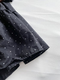 Polka Dot Blouse 黑色橡筋方領點點上衣/ BU9119