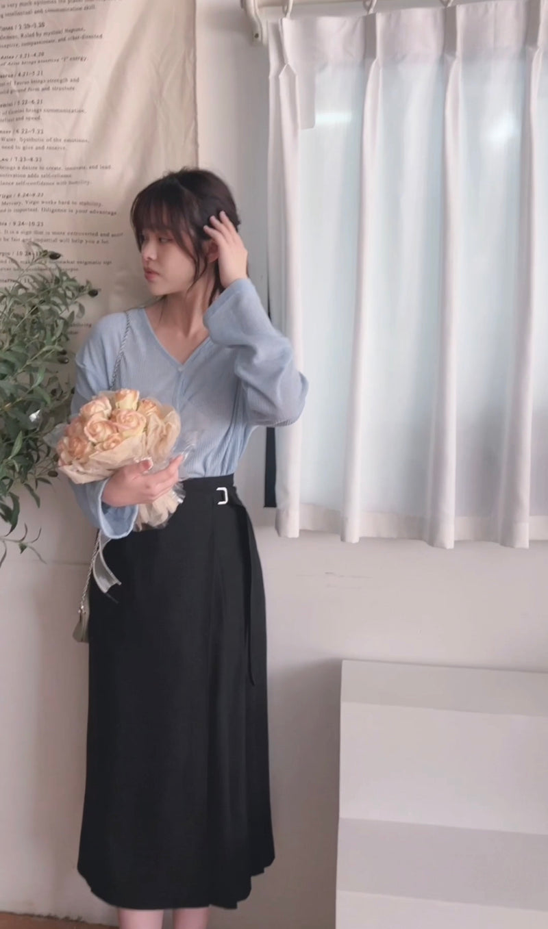 Side Pleated 側釦設計不規則半身裙, Skirt/ SK8797