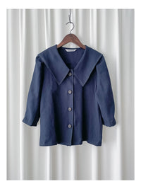 Navy Collar Blouse 特色領口設計感手袖上衣/ BU9120