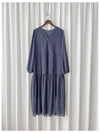 Misty Blue Chiffon Dress 霧藍民族印花束腰飄逸裙擺連身裙/ DS9989 (pre-order 10月9截單)