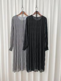 Ruffle Dress 雪紡全裡布皺紋細褶手袖修腰連身裙/ DS9990 (pre-order 10月9截單)