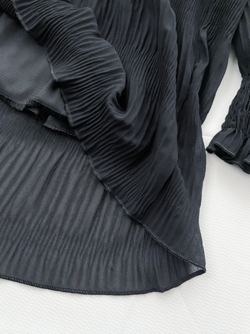 Ruffle Dress 雪紡全裡布皺紋細褶手袖修腰連身裙/ DS9990 (pre-order 10月9截單)