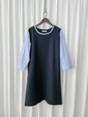 Spliced Shirt Dress 恤衫微彈裙身假兩件設計連衣裙/ DS9995